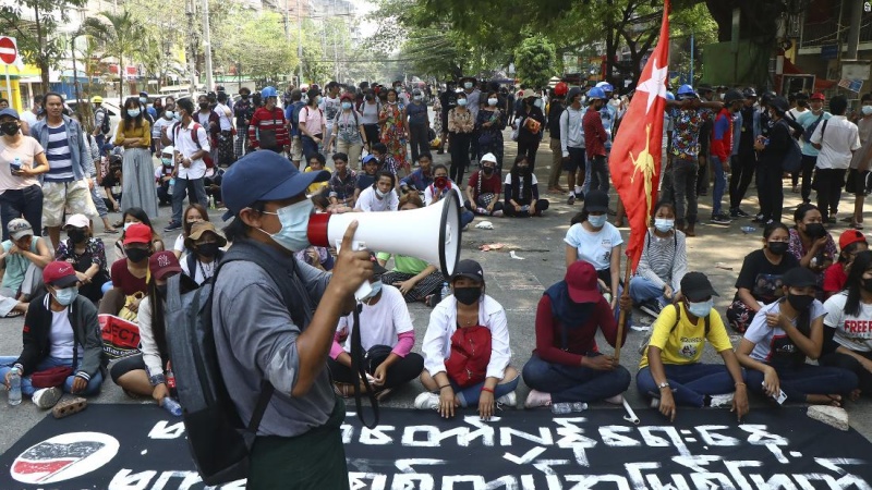 میانمار میں گرفتار ہونے والوں کی رہائی کیلئے مظاہرے