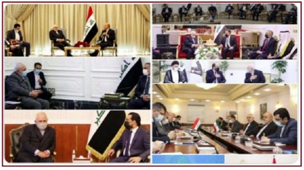 عراقی وزیراعظم اور اہم شخصیات کے ساتھ  ایران کے وزیر خارجہ کی ملاقاتیں