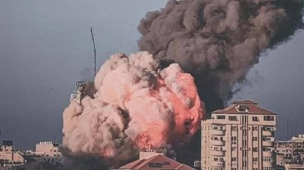 غزہ؛ الجلاء میڈیا ٹاور بھی صیہونی دہشتگردوں نے مسمار کیا۔ ویڈیو