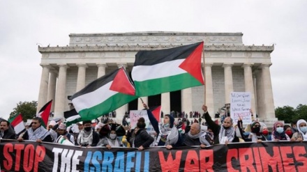 امریکا میں اٹھی فلسطینیوں کی حمایت میں آواز، زور دار مظاہرہ
