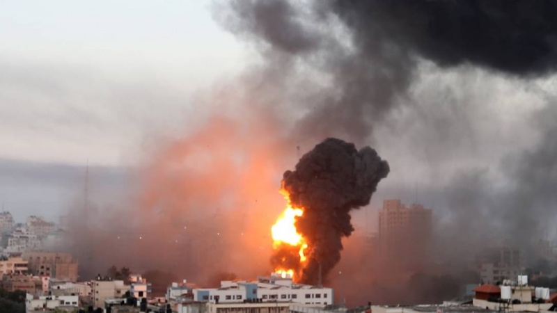 غزہ پر صیہونی دہشتگردوں کی اندھا دھند بمباری۔ ویڈیو+تصاویر