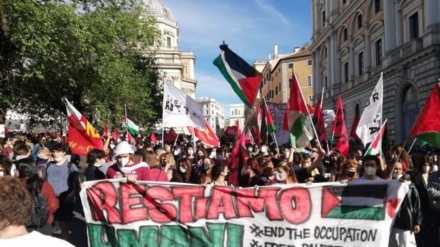 اٹلی میں فلسطینیوں کی حمایت میں ریلی