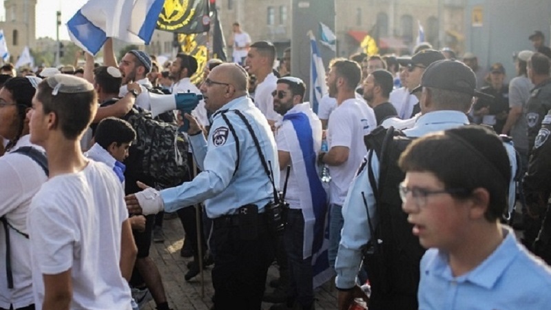 شرپسند صہیونیوں کی پرچم ریلی