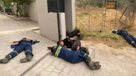 FOTO që po bën xhiron e rrjetit, zjarrfikësit flenë në tokë pas shumë orësh luftë me flakët