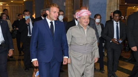 Macron piiştî hevdîtina bi rayedarên kurd ên Herêma Kurdistanê û vegeriya welatê xwe
