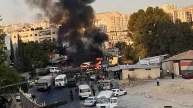 دمشق، شامی فوج کی بس میں دھماکہ