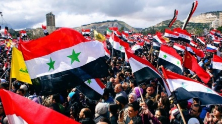 امریکی صدر کے دورے کے خلاف دمشق میں مظاہرے  