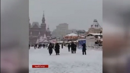 ماسکو نے برف کی سفید چادر اوڑھ  لی+ ویڈیو