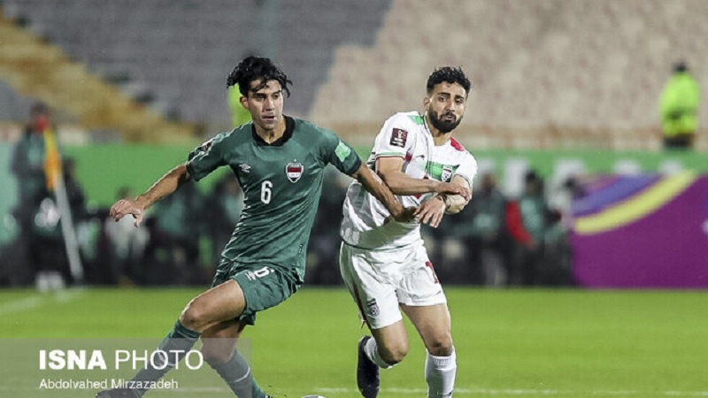 Pêşbirka hestyar a Îran û Iraqê di Qonaxa seretayî ya Kupa cîhanî ya 2022an a Qeterê da; Nîveka yekem bi encama 1-1 bi daawî bû