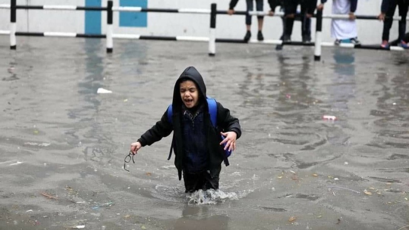 غزہ میں شدید بارش کے بعد پانی بھر گیا، ویڈیو+تصاویر
