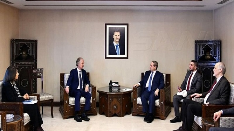 شامی وزیر خارجہ اور یو این کے خصوصی نمائندے کی گفتگو، امریکی موجودگی کی مذمت