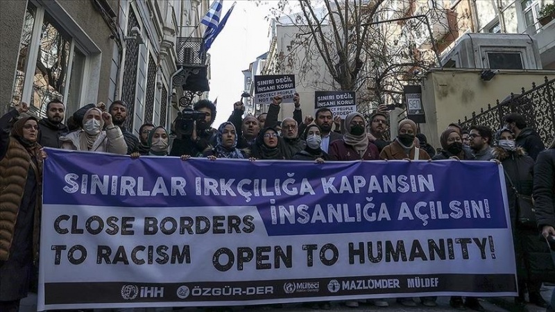 تظاهرات در ترکیه علیه رفتار یونان با مهاجرین