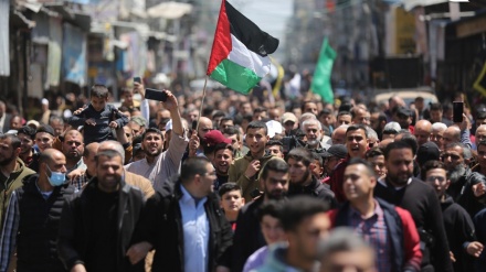 مسجد الاقصی اور غرب اردن کی حمایت میں غزہ میں وسیع مظاہرہ