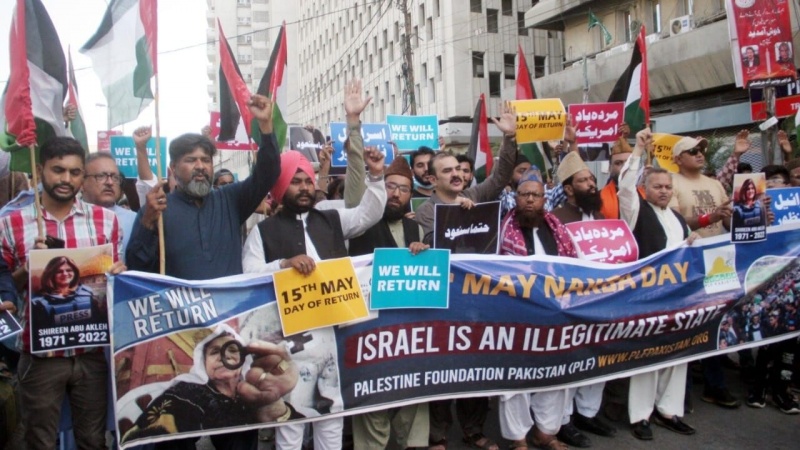 یوم النکبہ پر پاکستان میں فلسطینیوں کی حمایت میں ریلی