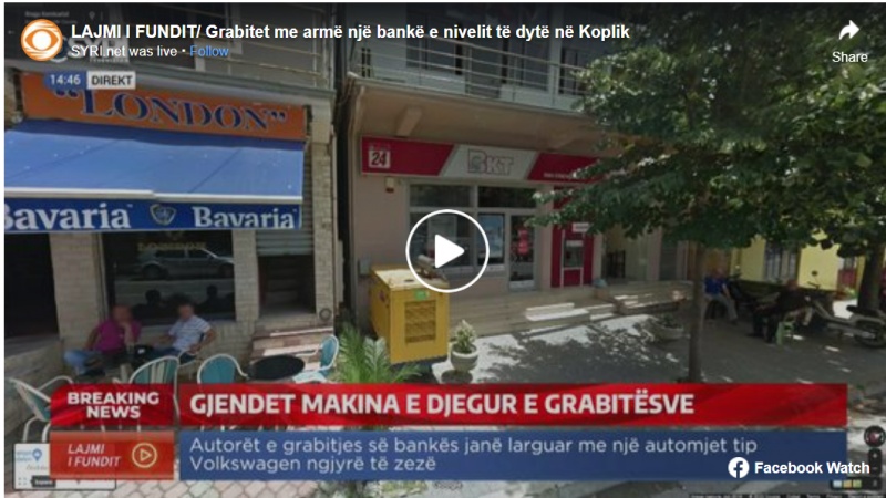 Grabitet banka nga 3 persona të maskuar dhe me armë