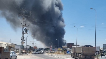 مقبوضہ فلسطین کے شہر قلنسوہ کے صنعتی علاقے میں آتشزدگی