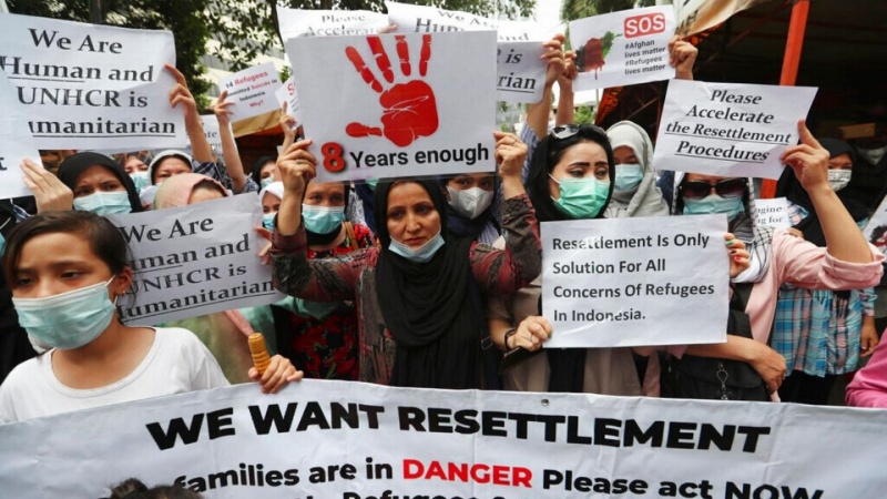 متحدہ عرب امارات اور انڈونیشیا میں افغان مہاجرین کا احتجاجی مظاہرہ