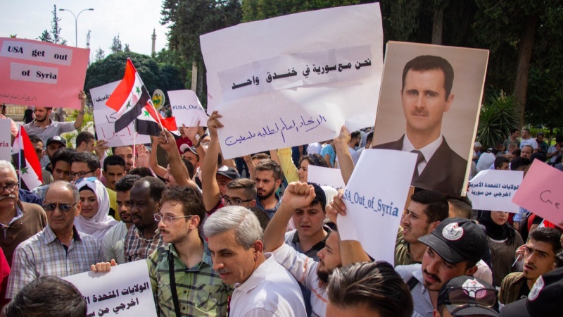 شام میں امریکہ کے خلاف احتجاجی مظاہرہ 