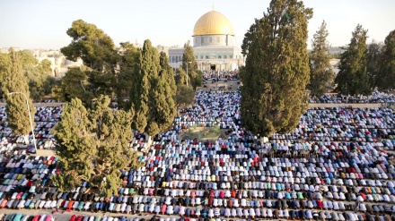 مسجد الاقصی میں نماز جمعہ میں ہزاروں فلسطینیوں کی شرکت