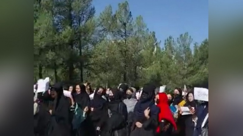 تظاهرات دانشجویان هرات در واکنش به حمله تروریستی مرکز آموزشی در کابل