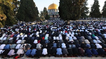مسجد الاقصی میں 60 ہزار فلسطینیوں کی نماز جمعہ میں شرکت 