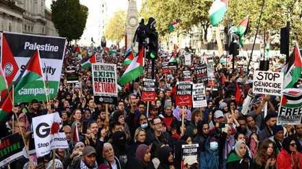 برطانیہ: فلسطینی عوام سے اظہاریکجہتی اور اسرائیل کے وحشیانہ جرائم کی مذمت میں احتجاجی مظاہرے