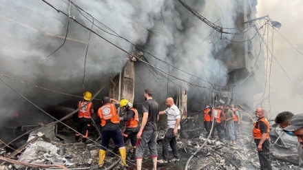 Prizori uklanjanja ruševina i potrage za nestalima nakon zračnog napada cionističkog režima u Džabaliji