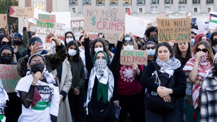 امریکہ: کولمبیا یونیورسٹی کے طلبا کے فلسطینی عوام کی حمایت میں زبردست مظاہرے (ویڈیو) 