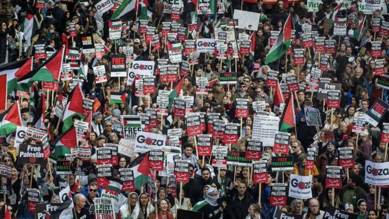  غزہ کے بے گناہ عوام کی نسل کشی کے خلاف دنیا بھر میں احتجاجی مظاہرے