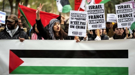 فرانس میں فلسطین کی حمایت میں زبردست مظاہرہ (ویڈیو)