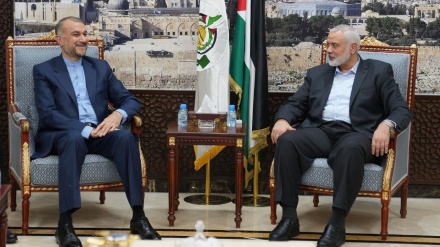 ایران کے وزیر خارجہ اور فلسطین کی تحریک حماس کے سربراہ کی ملاقات (ویڈیو)