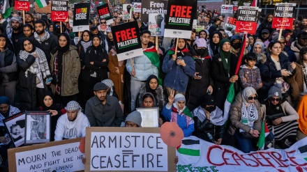 لندن: فلسطینیوں کی حمایت میں بڑے پیمانے پر مظاہرے (ویڈیو) 