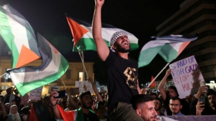 مراکش میں فلسطینیوں کی حمایت میں زبردست مظاہرہ (ویڈیو) 