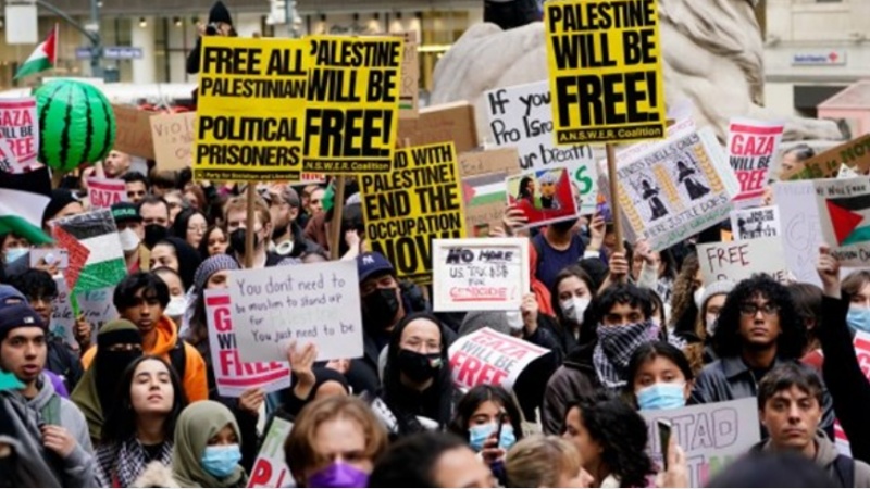 نیویارک میں فلسطین کی حمایت میں ایک بار پھر مظاہرہ 