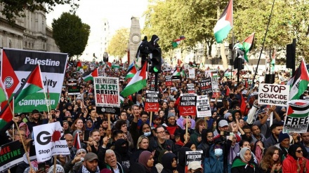 برطانیہ: لندن  میں فلسطین کی حمایت میں زبردست مظاہرے  
