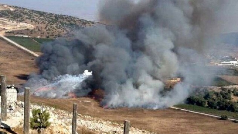 حزب اللہ کا صیہونی فوجی اڈے پر میزائلوں سے حملہ ، بیریا کے جنگلات میں آگ لگ گئی