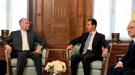 ایرانی وزیر خارجہ کی دمشق میں شام کے صدر اور وزیر خارجہ سے ملاقات اور مشترکہ پریس کانفرنس