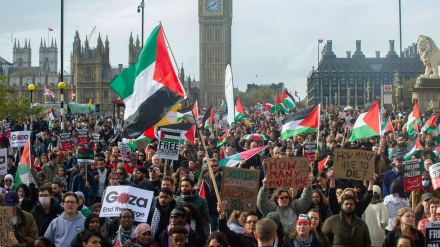لندن میں فلسطین کی حمایت میں مظاہرہ (ویڈیو) 