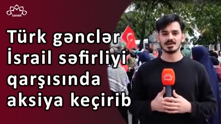 Türk gənclər İsrail səfirliyi qarşısında aksiya keçirib
