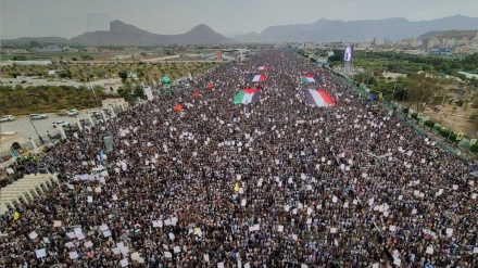 خۆپیشاندان لە پارێزگای سەعدەی یەمەن بۆ پشتیوانی لە غەزە