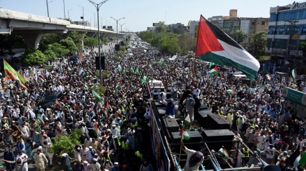 فلسطین کی حمایت میں پاکستان میں زبردست احتجاجی مظاہرہ