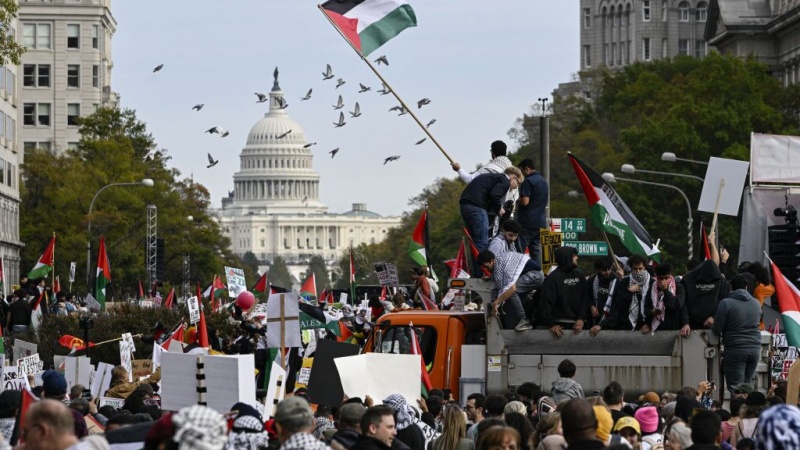 امریکا کې د فلسطین د ملاتړو نیول 