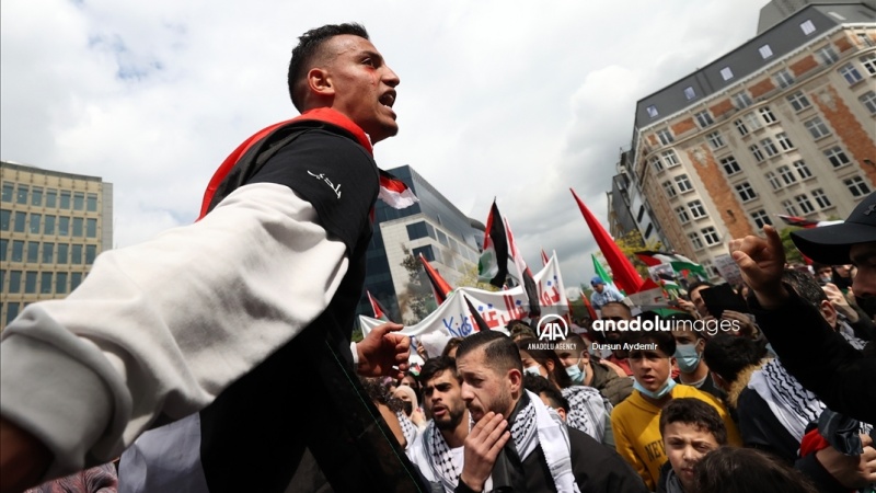 بلجیم کې د فلسطینیانو په ملاتړو لاریونوالو برید 