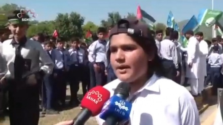 Meşa zarokên pakistanî bona piştgiriya ji Filistînê