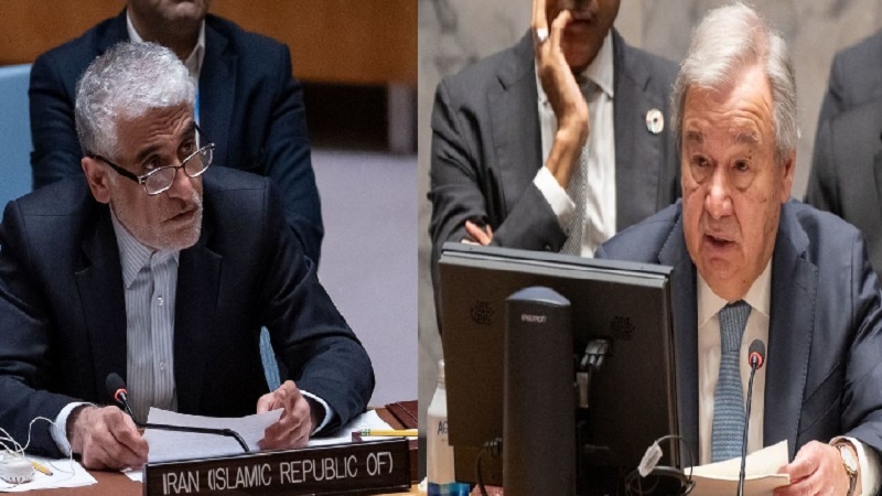 ایران نے انٹونیو گوٹیرش کو دکھایا آئینہ، اقوامِ متحدہ کے سیکرٹری جنرل بے بنیاد اور غیر قانونی رپورٹوں کے بجائے حق بیانی سے کام لیں