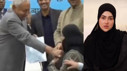 ہندوستان: نقاب کھینچنے کا معاملہ، بہار کے وزیر اعلیٰ  پر تنقید میں شدت، اب سابق بالی ووڈ اداکارہ ثنا خان نے کہا، 