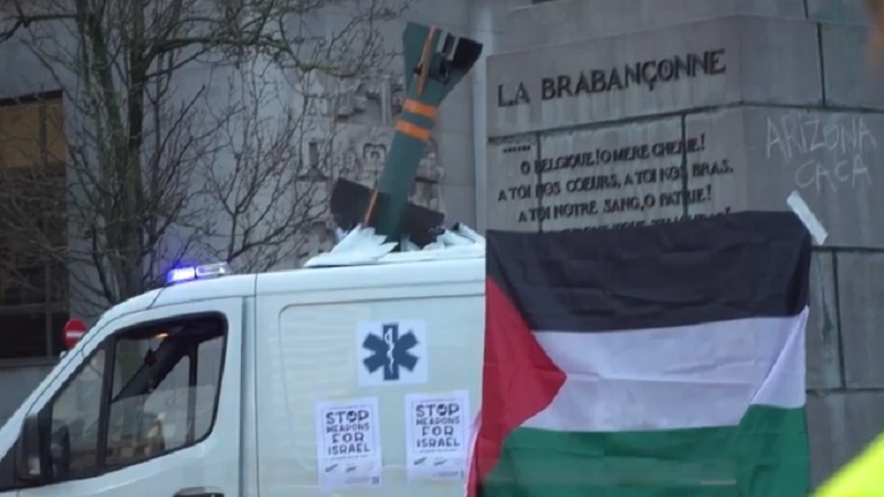 کۆبوونەوەی خەڵکی بەلژیک بۆ پێداگری لەسەر قەدەغەی فرۆشتنی چەک بە ڕژێمی زایۆنی