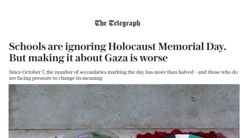 روزنامه انگلیسی: روز یادبود هولوکاست به یادبود غزه تبدیل شده است.