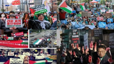 جنوبی کوریا سمیت دنیا کے کئی ممالک میں فلسطین کے حق میں عظیم الشان مظاہرے