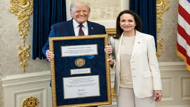 وینزویلا کی اپوزیشن رہنما ماریا کورینا ماچادو کا نوبل امن انعام امریکی صدر ٹرمپ کے حوالے